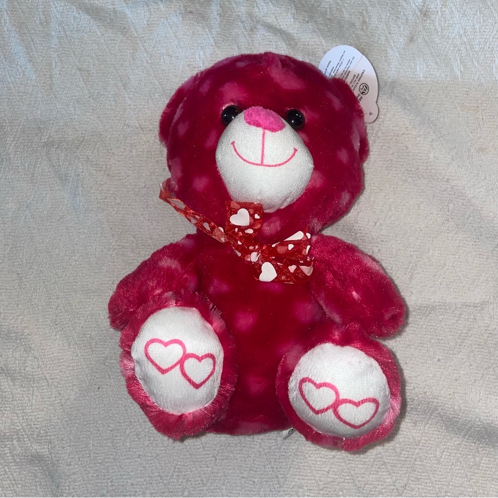 A&A Global Industries Pink & White Teddy Bear 11” Plush Soft Stuffed Toy NWT